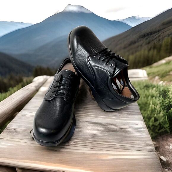 Apex Ambulator Diabetic Comfort Black Leather Shoe Men 10-11 Lace Up Women 11-12 - Picture 1 of 13